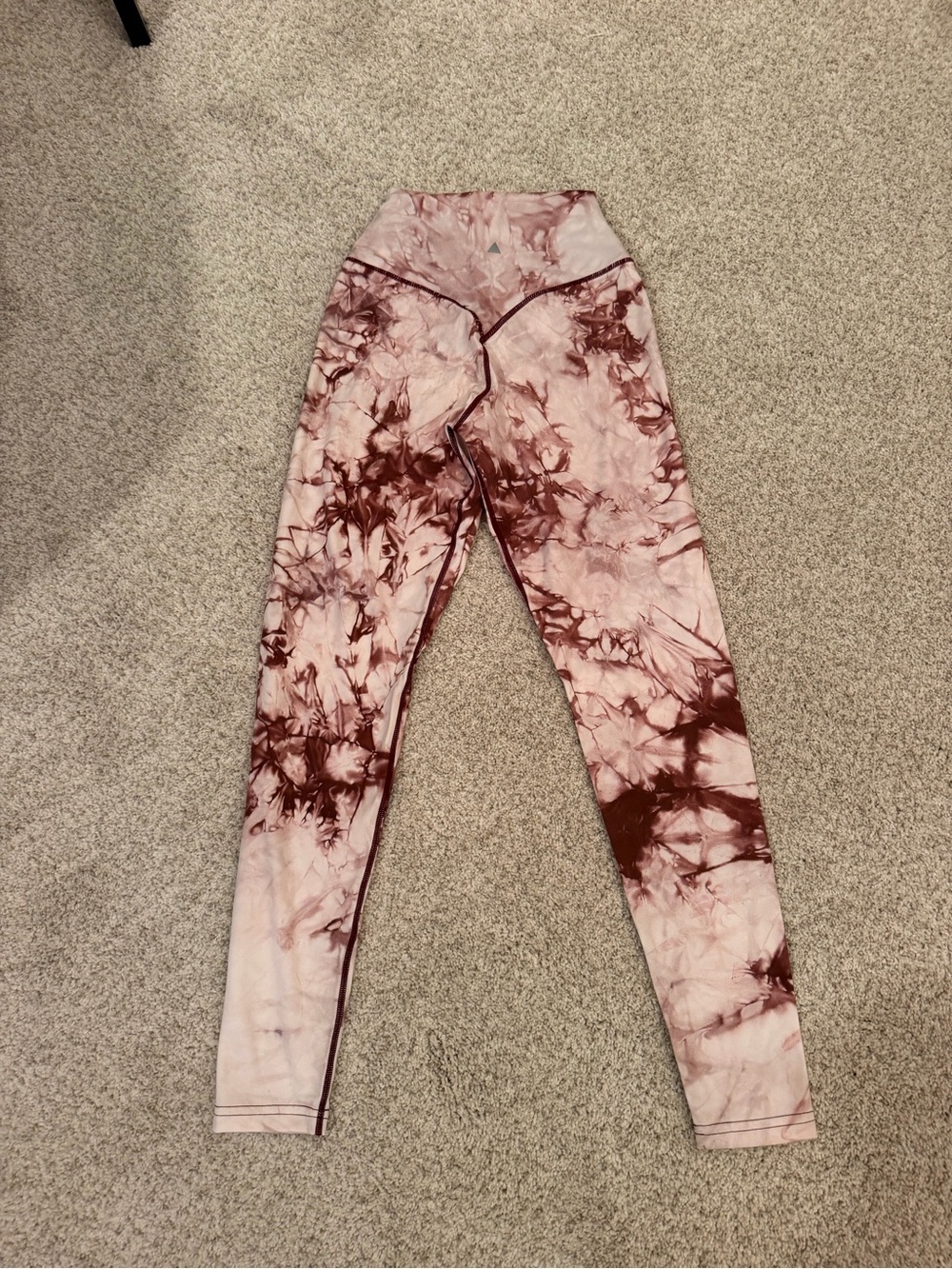 Balance Athletica Tie-Dye High-Rise Leggings in Mauve and Burgundy
